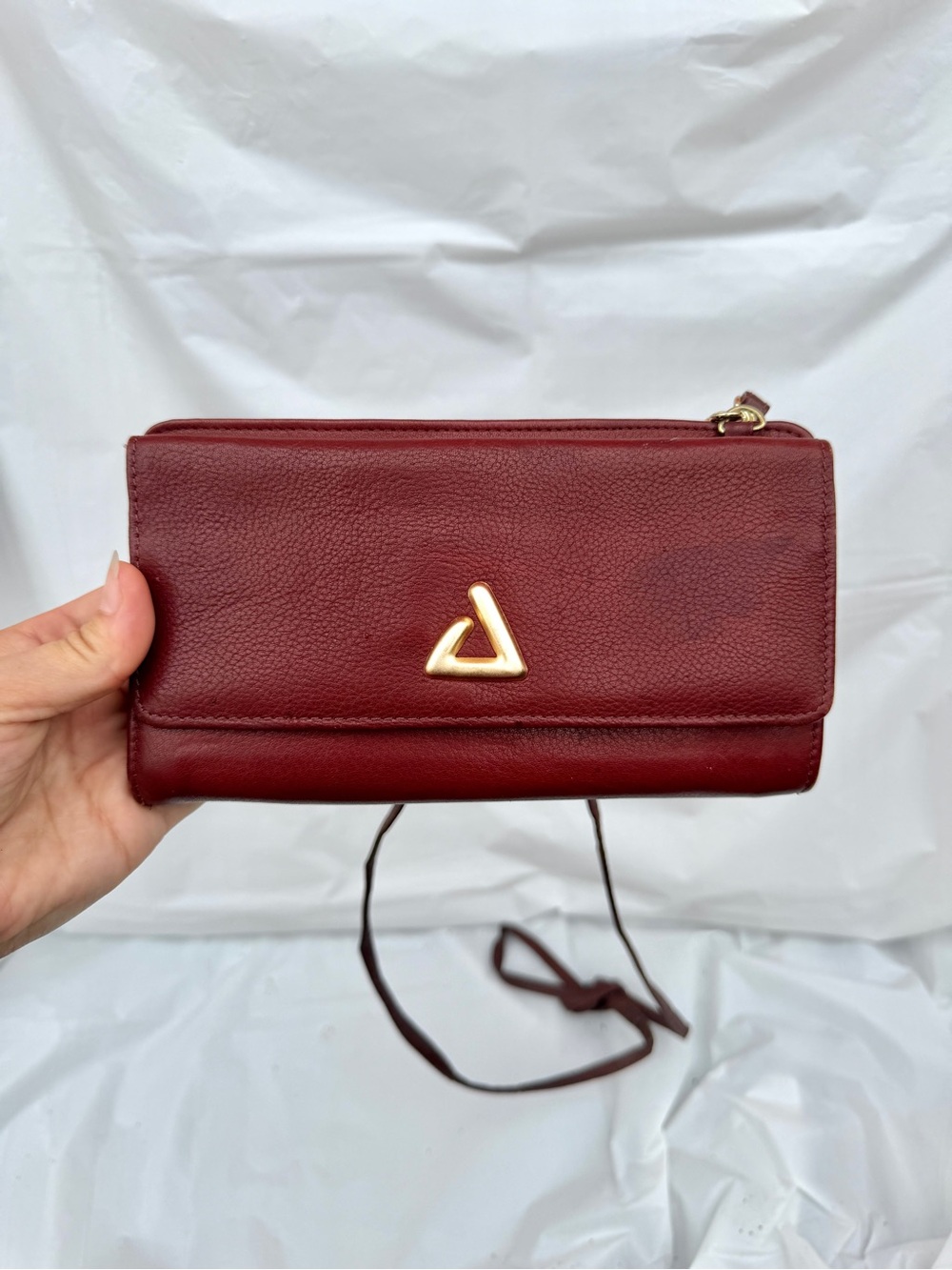 Vintage Princess Gardner Genuine Leather Burgundy Wallet Clutch Crossbody